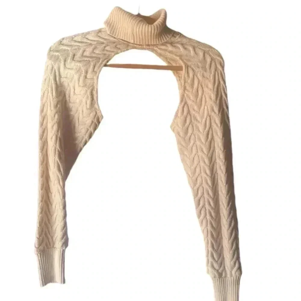 - ZARA cream cable turtleneck arm sweater- size M
